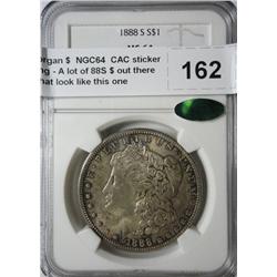 1888S Morgan $  NGC64  CAC sticker nice toning