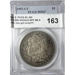 1892CC Morgan $  PCGS 62::NO REASON THIS COIN SHOULD NOT BE A 63