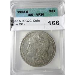 1903S Morgan $  ICG20. Coin is a borderline XF
