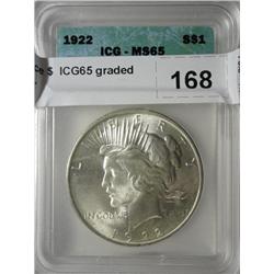 1922 Peace $  ICG65 graded correctly
