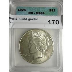 1926 Peace $  ICG64 graded correctly