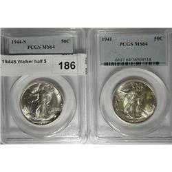 1941 and 1944S Walker half $  PCGS64