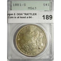 1881S Morgan $  OGH "RATTLER PCGS 63. Coin is at least a 64
