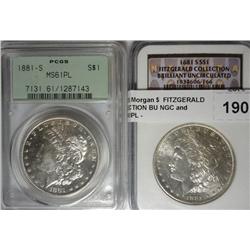 2 1881S Morgan $  FITZGERALD COLLECTION BU NGC and PCGS61PL