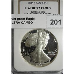 1986S silver proof Eagle NGC69 ULTRA CAMEO