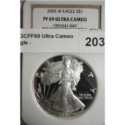 2005W NGCPF69 Ultra Cameo  silver  Eagle