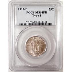 1917D T1 Standing Liberty quarter PCGS64 FULL HEAD