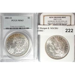 2  1883O Morgan $  NGCBU and PCGS63