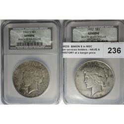 1922 and 1922S  BINION $ in NGC conservation services holders