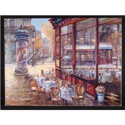 Vadik Suljakov Signed Print Bistro Paris Street Scene