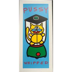 MARCO Pop Art LE Funny Cat Print PUSSY WHIPPED Blue