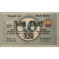 German 10 Mark Notgeld 1919 UNC w/ Counterstamp Rare