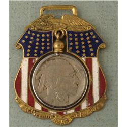 Military Service Buffalo Nickle 1919 Watch Fob WWI