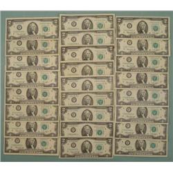 25) Circ 1976 $2 Two Dollar Notes F Mint Mark Atlanta