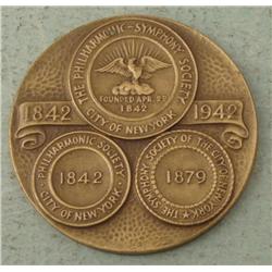 NY Philharmonic Symphony Society Anniversary Medal 1942