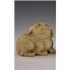 Image 1 : MWF478D - Bizarre Signed Carved Ivory Netuke, early 20th c, of a dog