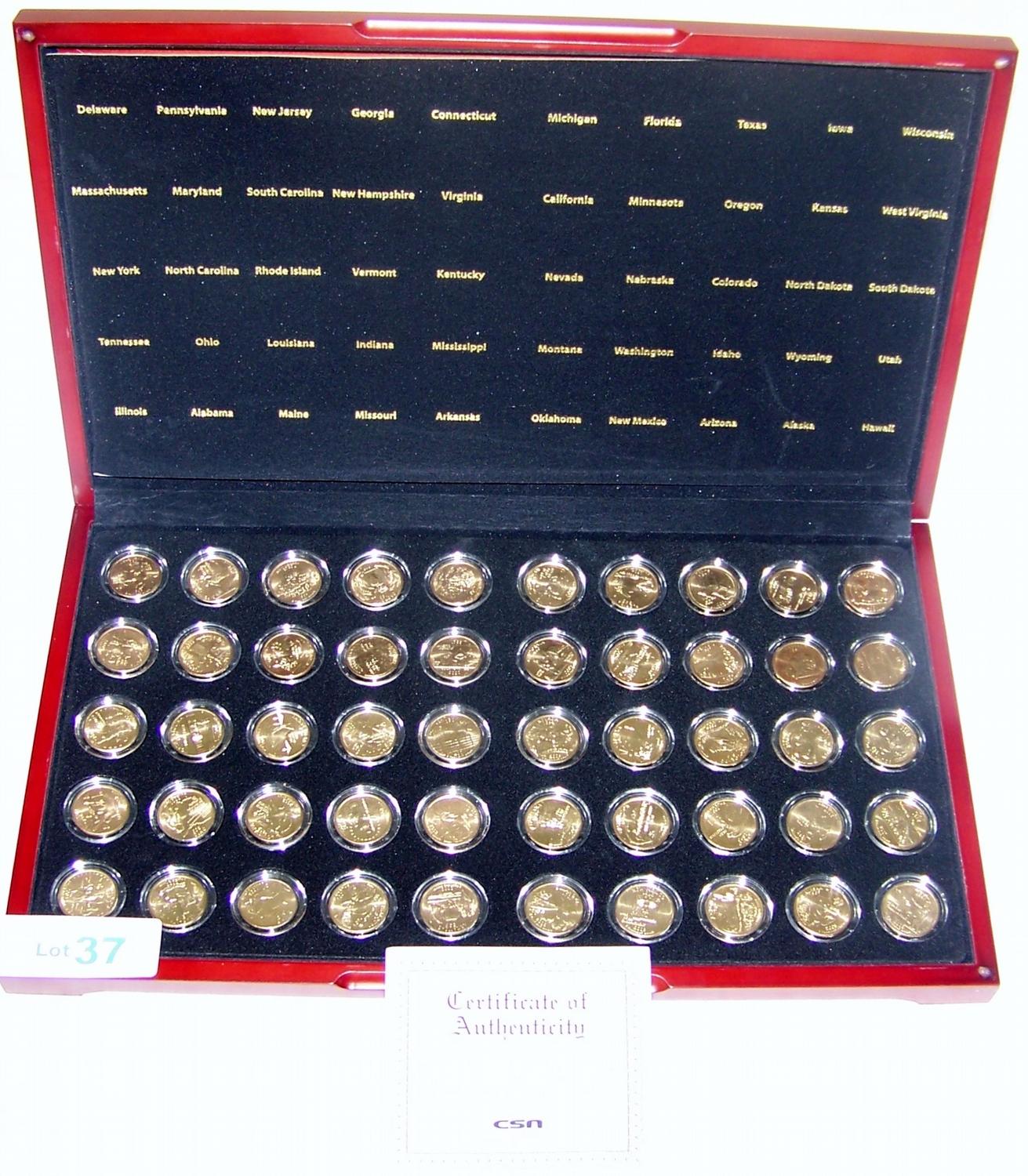 Coin Set 50 24kt Gold Plated State Quarter Set