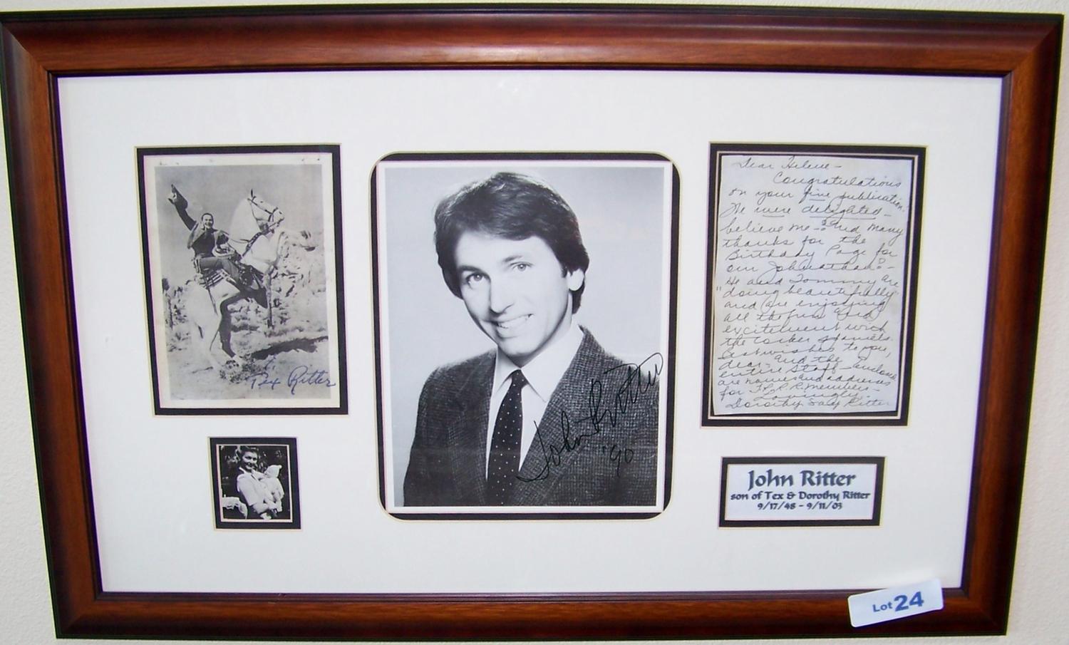 John Ritter Signed Photo Display w/ Signed Tex Ritter Photo and Letter ...