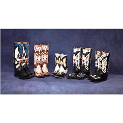 Lot Five (5) fancy inlaid Eagle Cowboy Boots