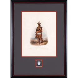 Vintage Karl Bodmer (1809-1893) Aquatint Engraving Arikara Warrior