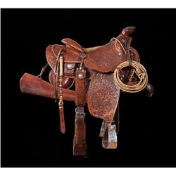 Don Bentley, Oakland CA Saddle Set, with Bridle, Scabbard, Martingale, Canteen & Reata