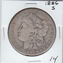 1886 S MORGAN SILVER DOLLAR $1 (KEY) ONLY 750k MINTED