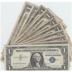 GROUP OF 10 $1 SILVER CERTIFICATES MIX OF 1935 & 1957