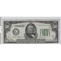 $50 REDEEMABLE IN GOLD 1928 A VERY NICE APPEAL