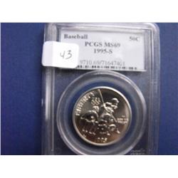 PCGS 69 1995 S BASEBALL HALF DOLLAR