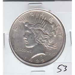 $1 PEACE SILVER DOLLAR 1922