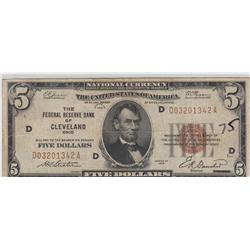 $5 FRBN 1929 ***CLEVELAND***