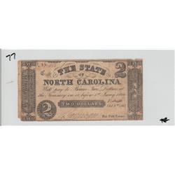 $2 NORTH CAROLINA 1861 OBSOLETE CURRENCY