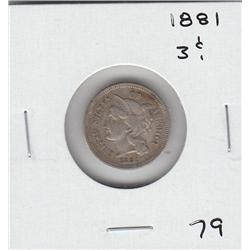 1881 3 CENT PIECE (XF)