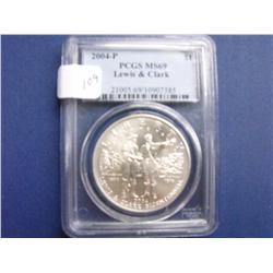 20054 PCGS 69 LEWIS AND CLARK SILVER DOLLAR