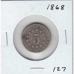 5 CENT SHIELD NICKEL 1868
