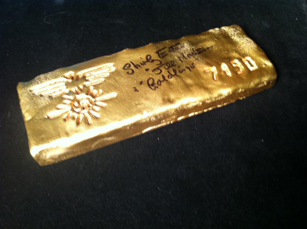 Goldfinger (1964) Shirley Eaton Autographed Gold Bar & Poster