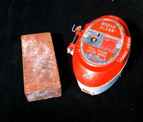 Earthquake (1974) Prop Brick and Fire Alarm