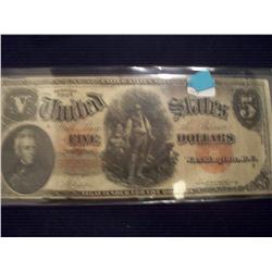 1907 $5 (Woodchopper) US Note graded 12F
