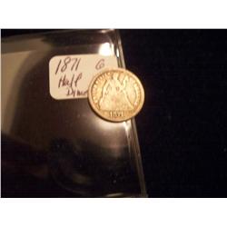 1871 Seated Liberty Silver Half Dime - good