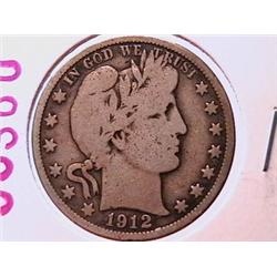 1912 Silver Barber Half Dollar VG8
