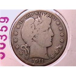 1911-D Silver Barber Half Dollar