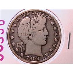 1909 Silver Barber Half Dollar