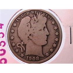 1908 Silver Barber Half Dollar