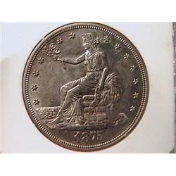 "FEATURED" Super Rare 1875-S Trade Dollar Graded in Slab MS64 PCI (gold)