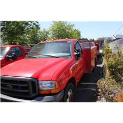 1999 RED FORD F-350 XL SUPERDUTY UTILITY TRUCK