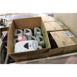 BIN OF ASSORTED SANITARY DISPENSING UNITS