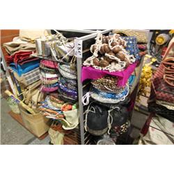 MOBILE RACK OF BAGS & BEADED PURSES
