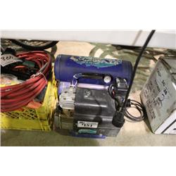 TWIN TANK COMPRESSOR -  AIR HOSE & MISC TOOLS