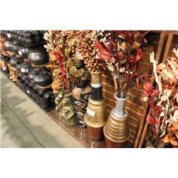 LOT OF FLOWER VASES & DECORATIVE FOILAGE