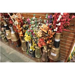 LOT OF FLOWER VASES & DECORATIVE FOILAGE
